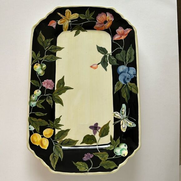 Tracy Porter The Jardiniere Collection Floral Rectangle Ceramic Tray - Picture 1 of 8